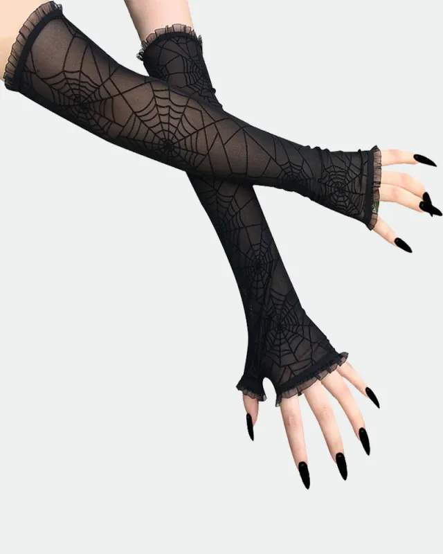 Long Spider Web Lace Gloves sold by Avid Love