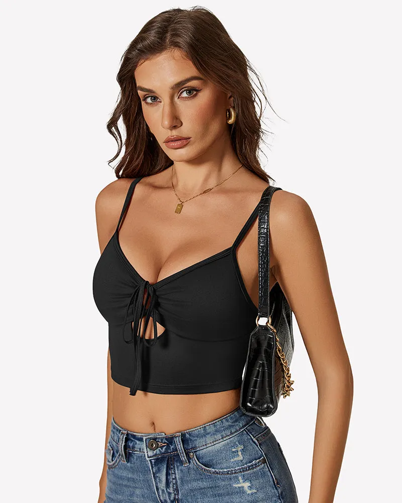 Tie Front Crop Top Cutout Tank Top sold by Avid Love product image thumbnail 4