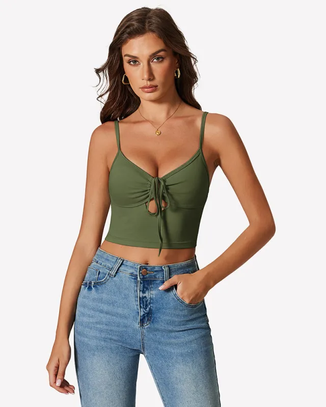Tie Front Crop Top Cutout Tank Top made by Avid Love