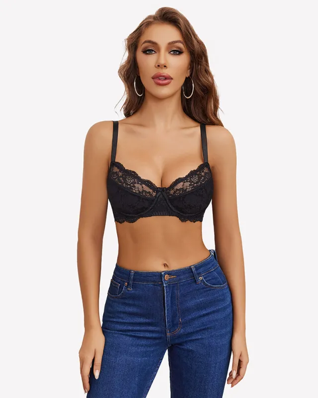 Lace Mesh Underwire Unlined Bra sold by Avid Love