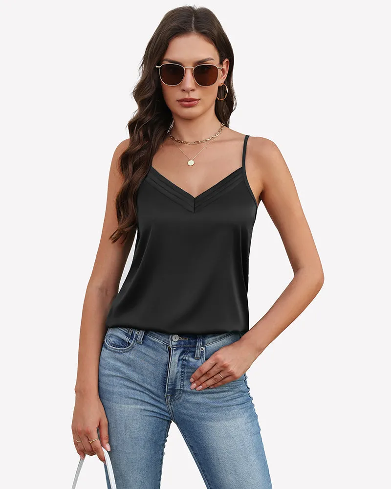 Silk Satin Tank Tops V Neck Tank Shirt sold by Avid Love product image thumbnail 4