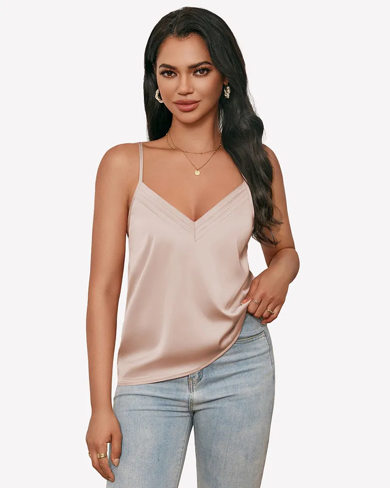 Silk Satin Tank Tops V Neck Tank Shirt sold by Avid Love product image thumbnail 3