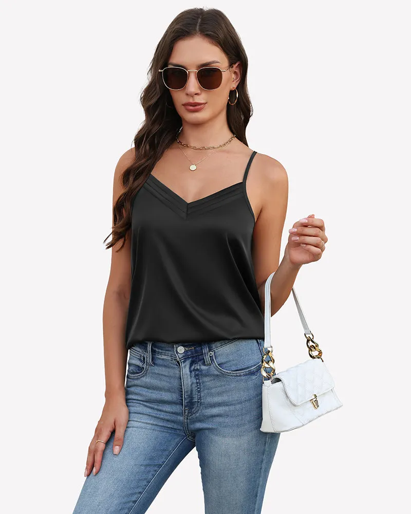 Silk Satin Tank Tops V Neck Tank Shirt sold by Avid Love product image thumbnail 5