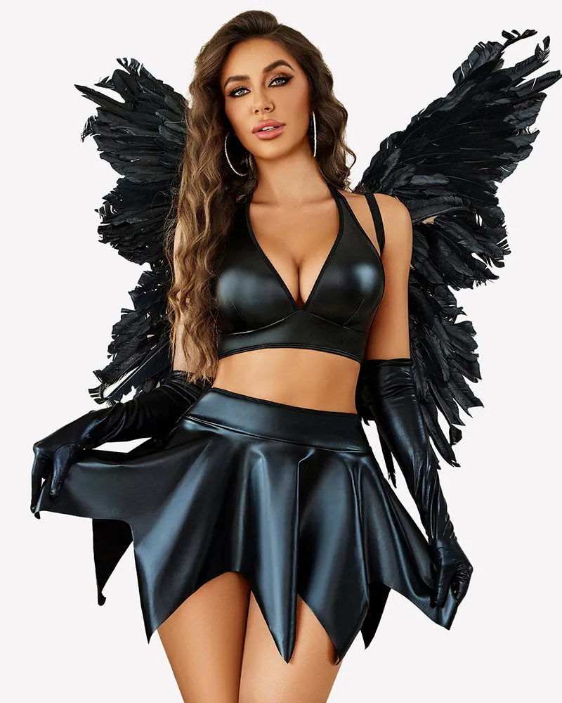 Leather 2 Piece Set Crop Top and Skirt sold by Avid Love product image thumbnail 2