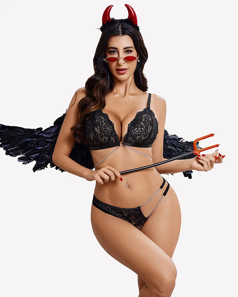 2 Piece Lace Lingerie Set with Chain sold by Avid Love product image thumbnail 4