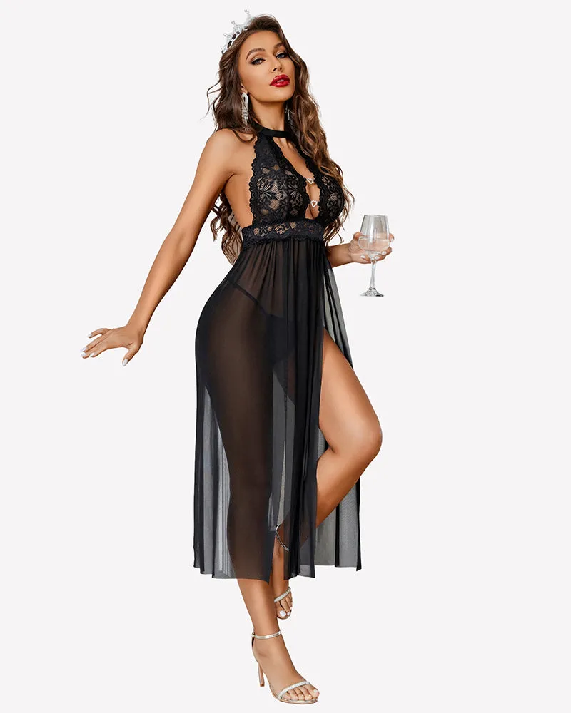 Mesh Nightwear Side Split Nightgown sold by Avid Love product image thumbnail 2