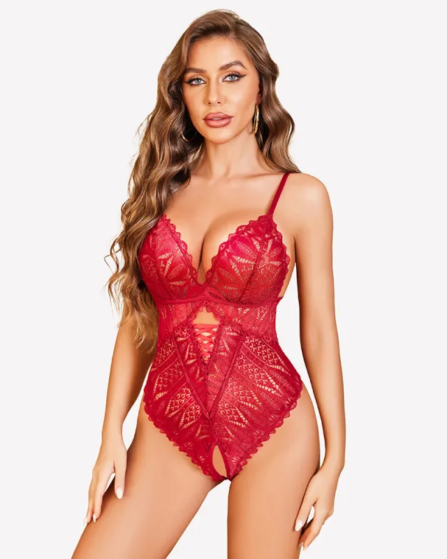 Deep V Teddy Criss Cross Sleepwear sold by Avid Love