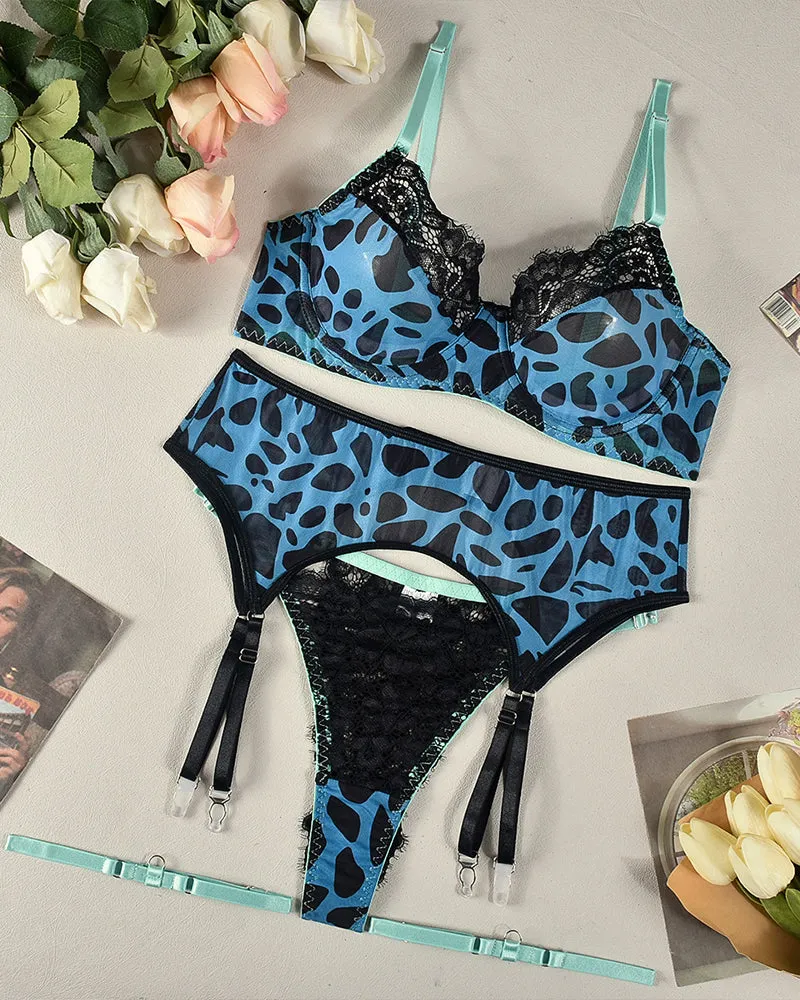 Lace Print Leopard Lingerie Sets sold by Avid Love product image thumbnail 4