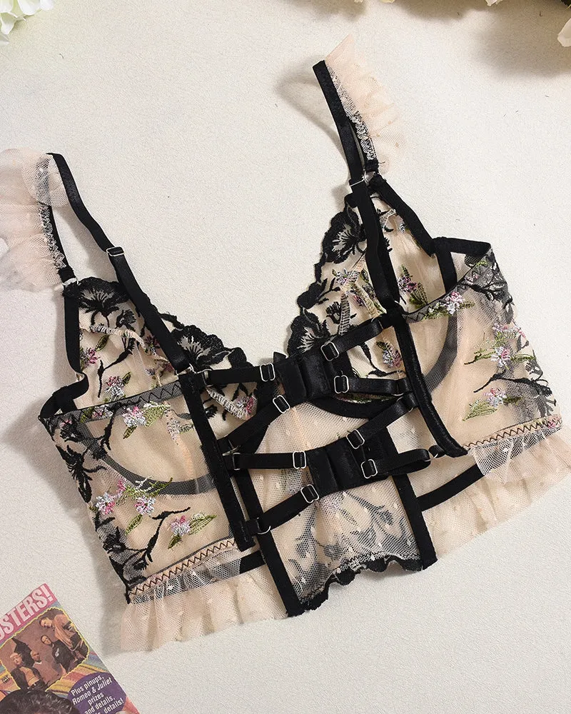 Lace Embroidery Underwire Bra Panty Sets sold by Avid Love product image thumbnail 4