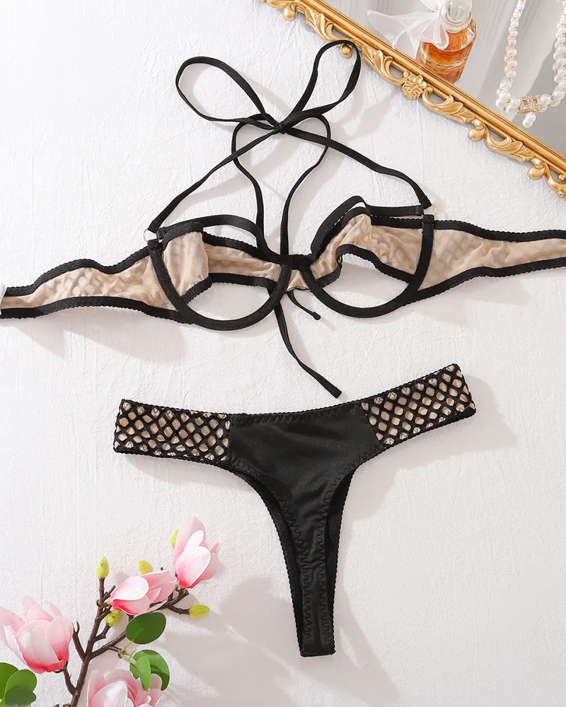 Halter Contrast Bra Panty Sets sold by Avid Love product image thumbnail 5