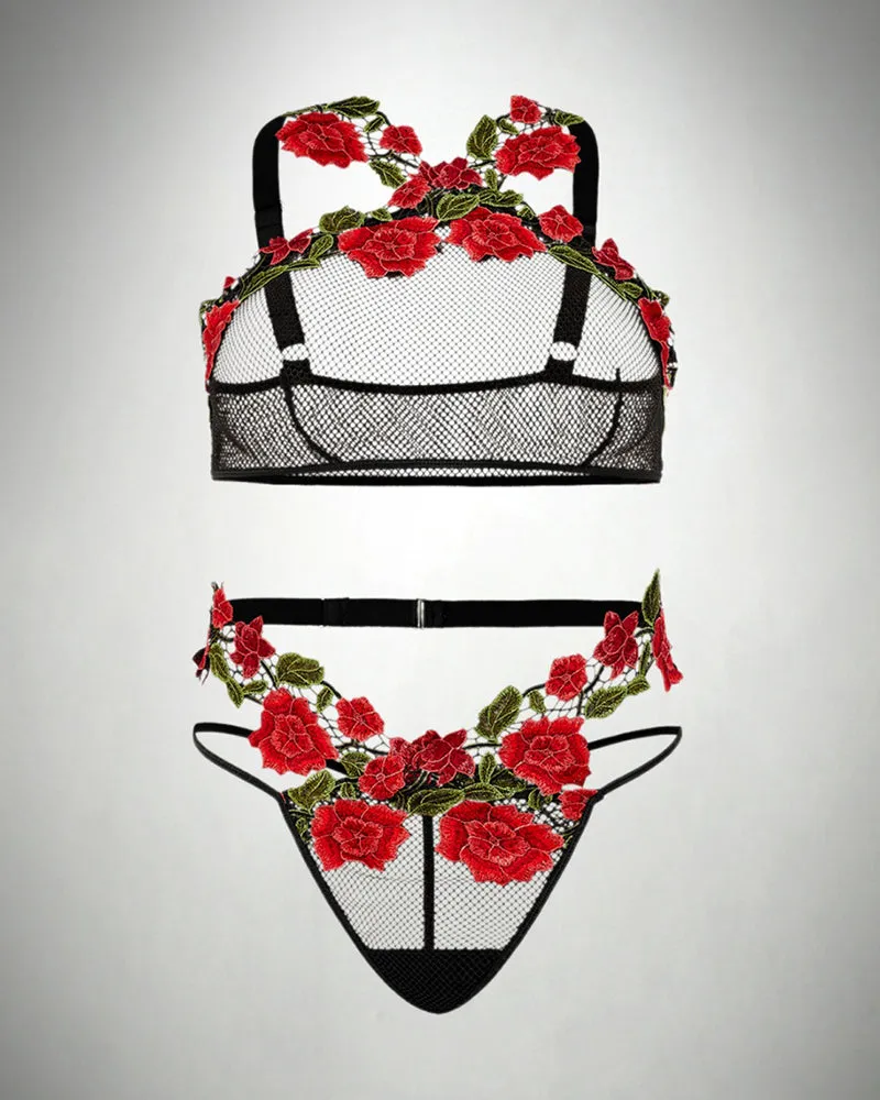 Plus Size Fishnet Embroidery Lingerie Set sold by Avid Love product image thumbnail 4