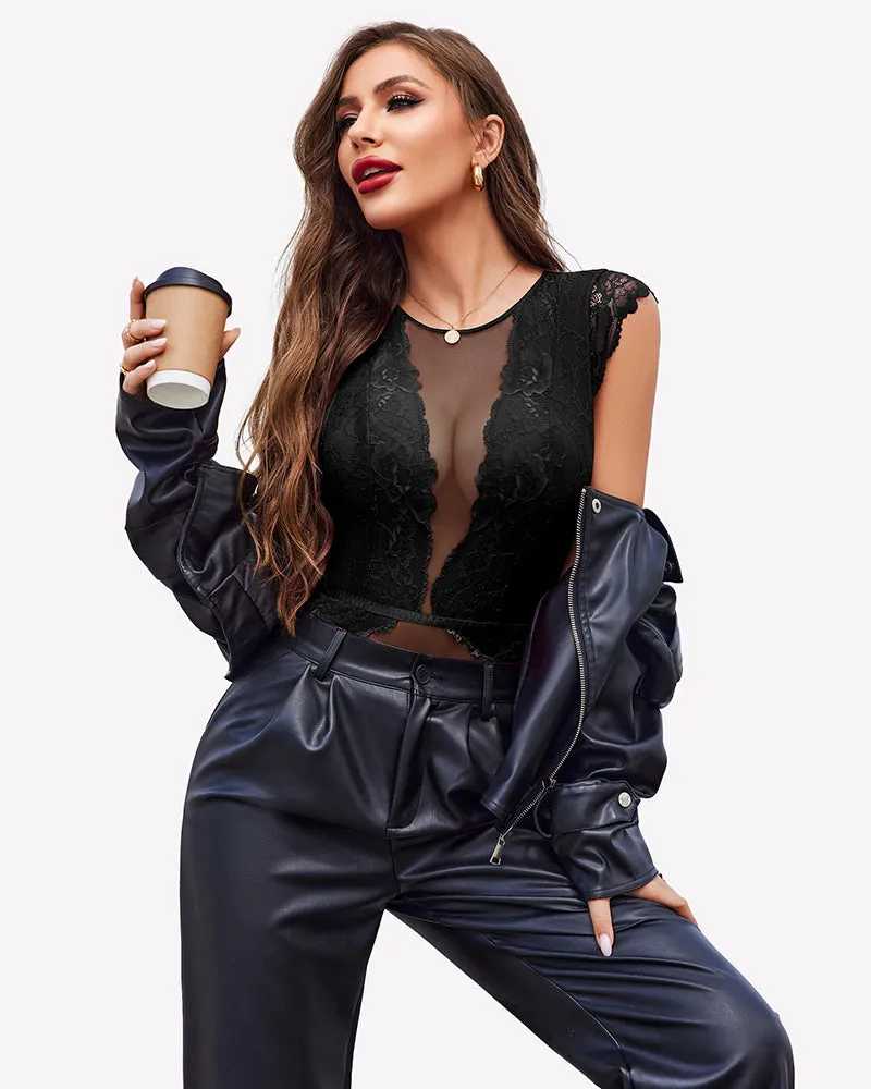 Mesh Lace Teddy Snap Crotch Bodysuits sold by Avid Love product image thumbnail 5