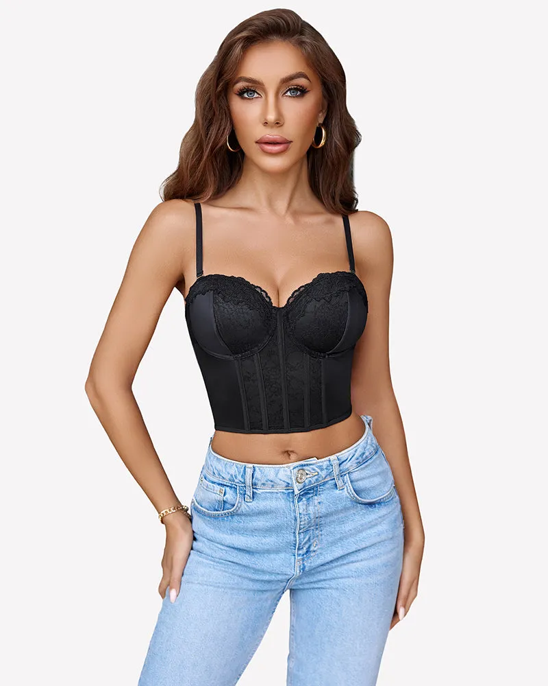 Bustier Tops V Neck Lace Bralettes Corset sold by Avid Love product image thumbnail 3