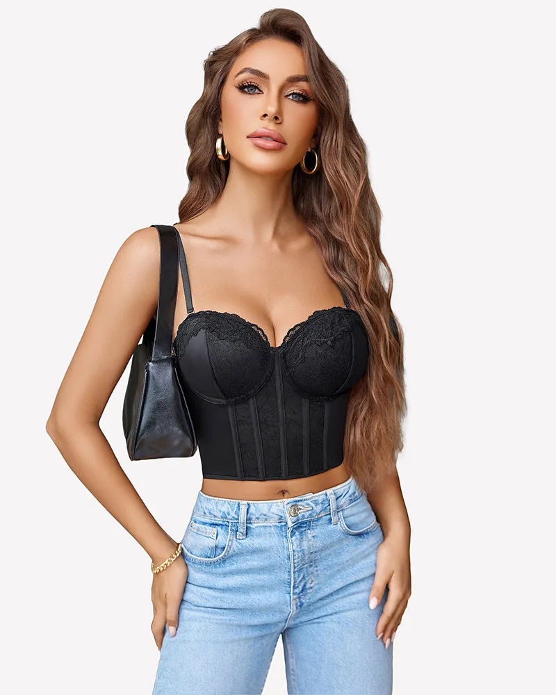 Bustier Tops V Neck Lace Bralettes Corset sold by Avid Love product image thumbnail 4