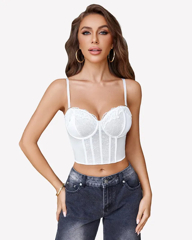 Bustier Tops V Neck Lace Bralettes Corset made by Avid Love