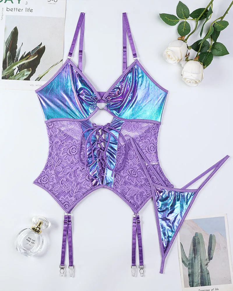 Flash Gradient Laser Cross Tie Waist Lingerie Sets sold by Avid Love product image thumbnail 5
