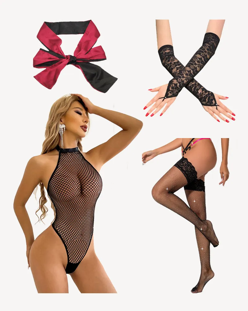 2PC/4PC Lingerie Sets Hollow Sheer Bodysuit sold by Avid Love