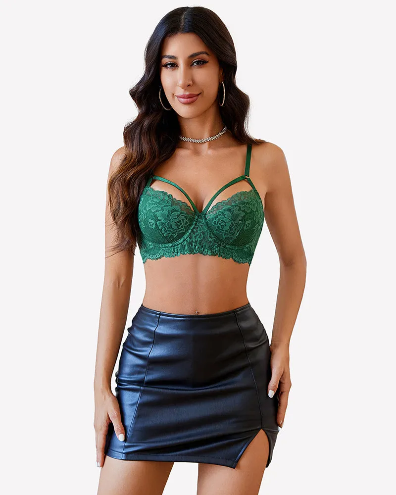 Lace Adjustable Strap Two Layer V Neck Bra sold by Avid Love product image thumbnail 4