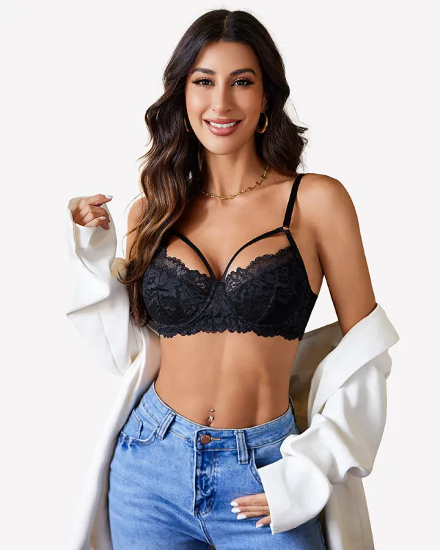 Lace Adjustable Strap Two Layer V Neck  Bra sold by Avid Love