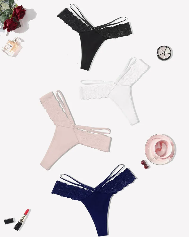 Lace Bikini Panties V Shape Waistband Thongs sold by Avid Love product image thumbnail 2