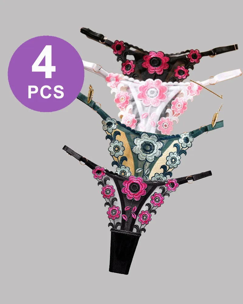 Low Waist Triangle Lace Thong Panty Set sold by Avid Love product image thumbnail 3