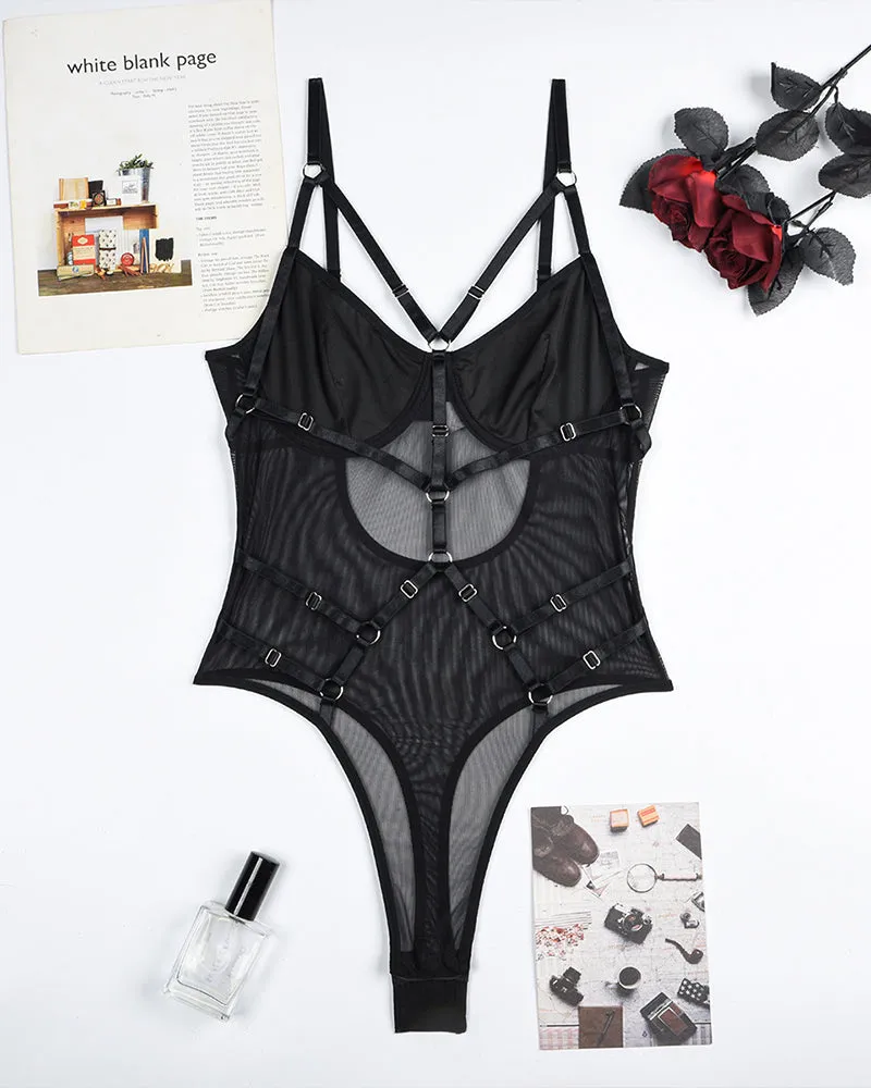 Mesh Strappy See-Through Bodysuit sold by Avid Love product image thumbnail 5