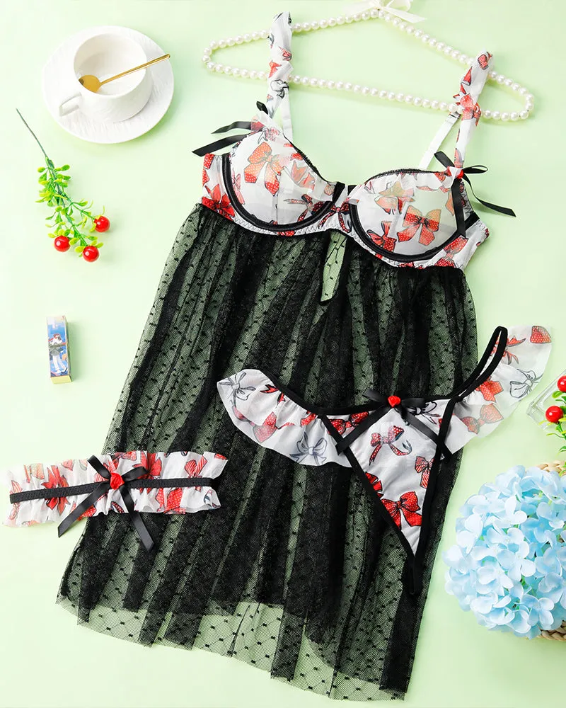 Flower Gathered Transparent Nightdress sold by Avid Love product image thumbnail 3