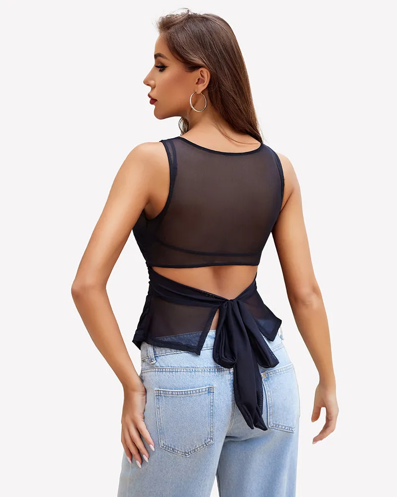 Mesh Tank Sleeveless Boat Neck Y2k Top sold by Avid Love product image thumbnail 2