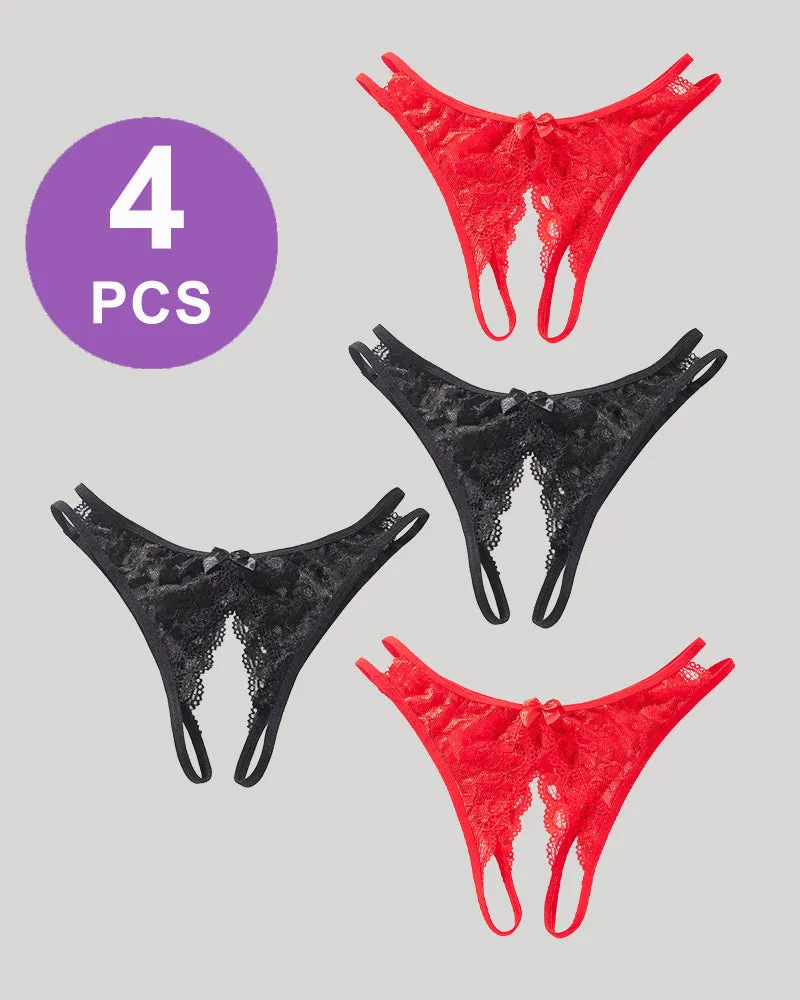 Lace Bows Open-Cut Panties Set sold by Avid Love product image thumbnail 3