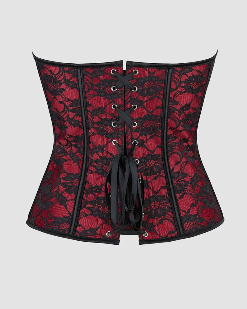 1950s 12 Boned Cotton Laceless Dark Red Corset sold by Avid Love product image thumbnail 3