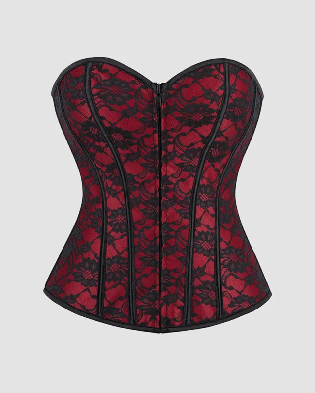1950s 12 Boned Cotton Laceless Dark Red Corset sold by Avid Love
