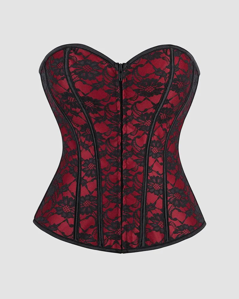 1950s 12 Boned Cotton Laceless Dark Red Corset sold by Avid Love