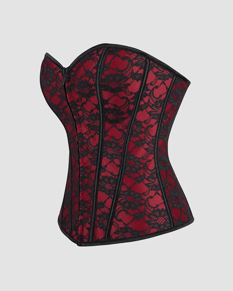 1950s 12 Boned Cotton Laceless Dark Red Corset sold by Avid Love product image thumbnail 2