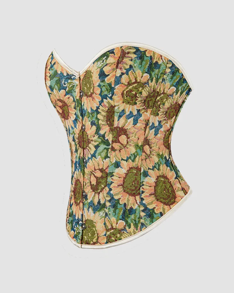1930s 12 Boned Cotton Sunflower Corset sold by Avid Love product image thumbnail 2