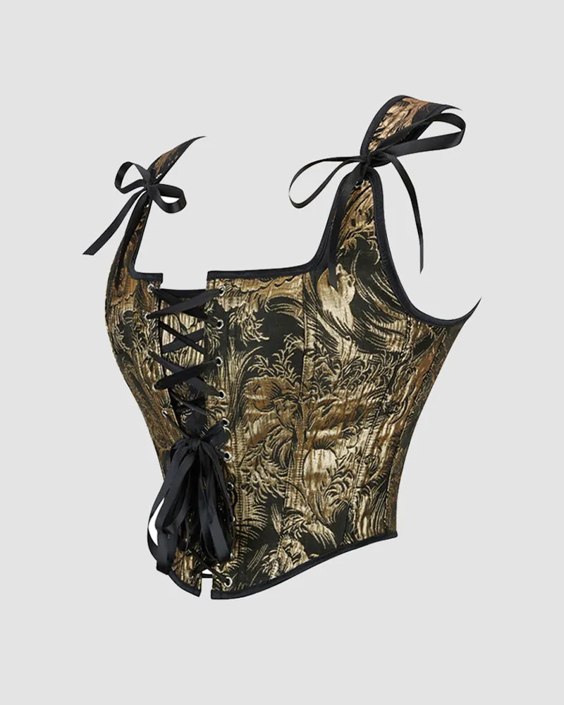 1950s 13 Boned Cotton Golden Corset sold by Avid Love product image thumbnail 2