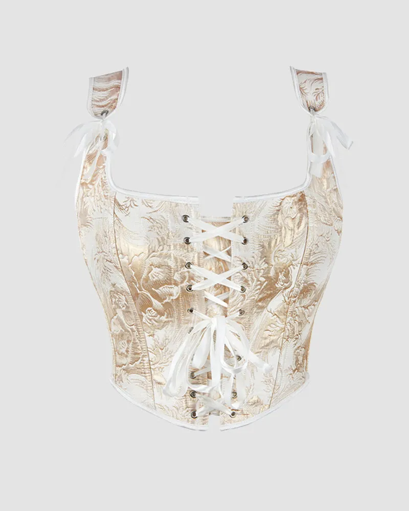 1950s 13 Boned Cotton Golden Corset sold by Avid Love product image thumbnail 4
