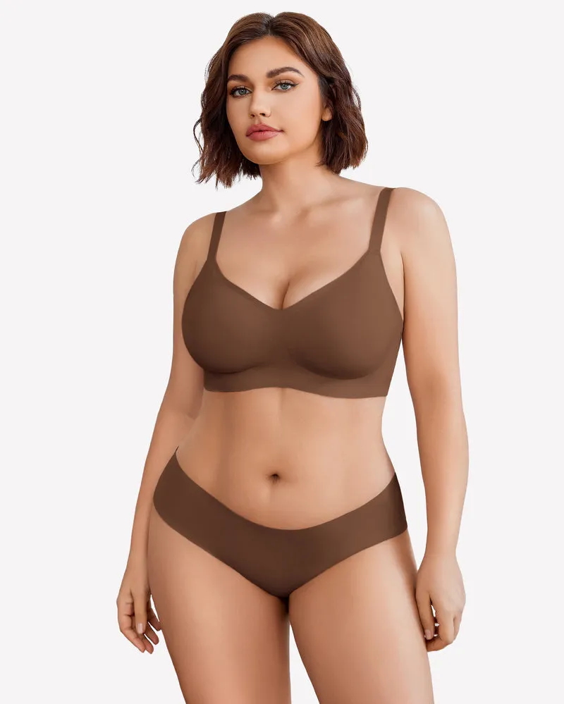 Wireless Lace Seamless Padded V Neck Bra sold by Avid Love product image thumbnail 3