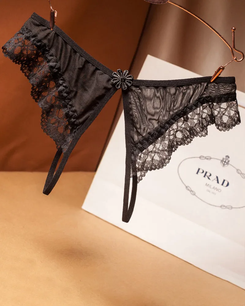 Crotchless Lace Low Waist Thong sold by Avid Love