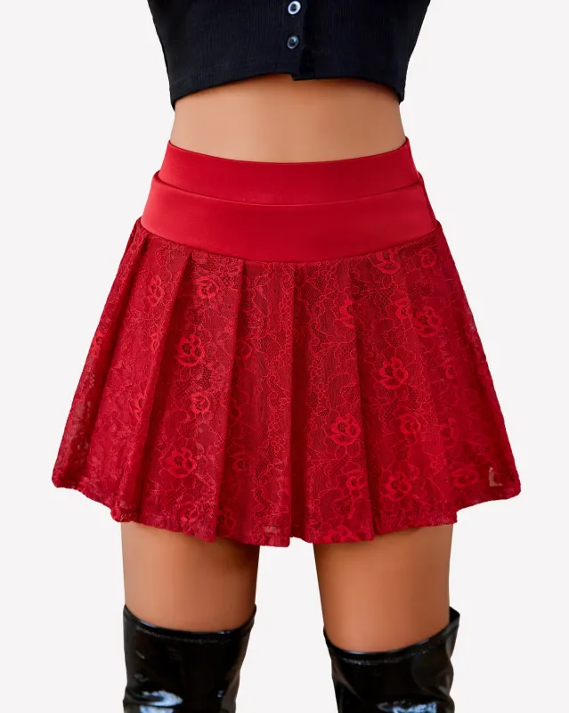 Pleated Skater Skirt Lace Flared Mini Skirts made by Avid Love