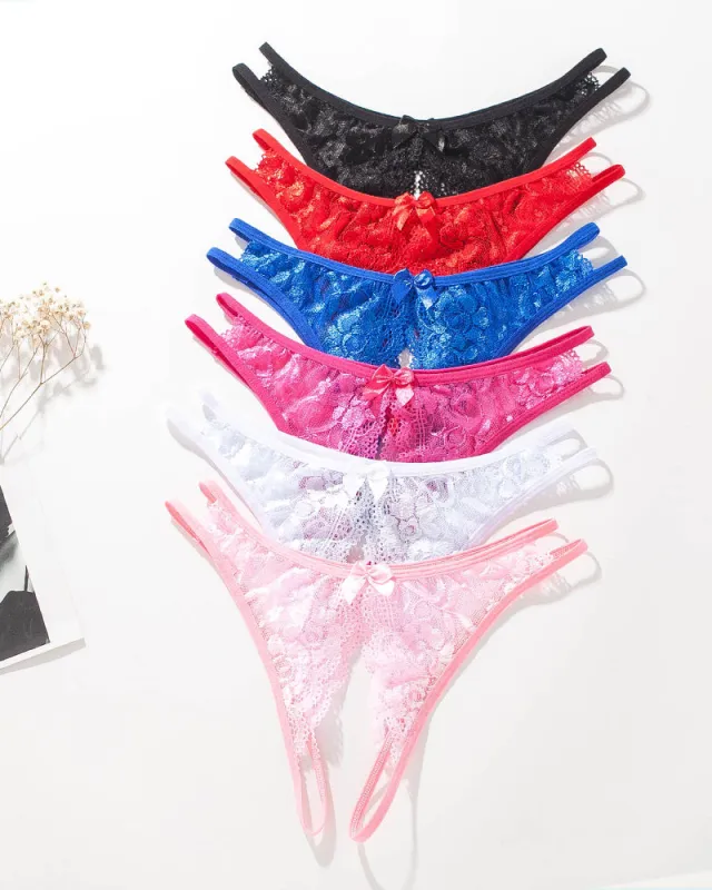 Lace  Bows  Open-Cut Panties sold by Avid Love