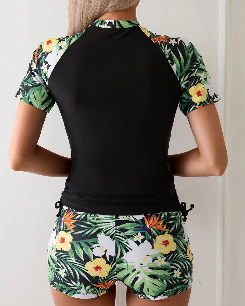Tropical Plant Print Top & Shorts Set sold by Avid Love product image thumbnail 5