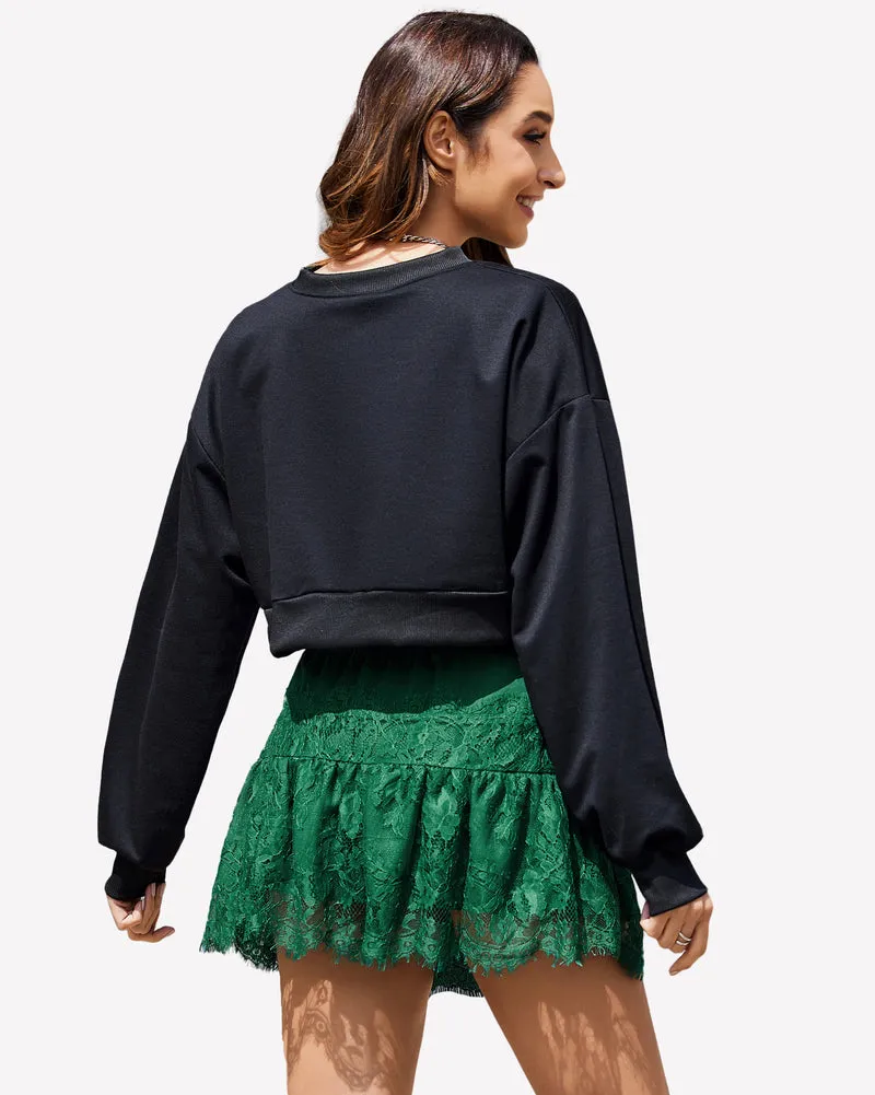 Short Skirts Y2K Lace Trim Contrast Skirt sold by Avid Love product image thumbnail 5