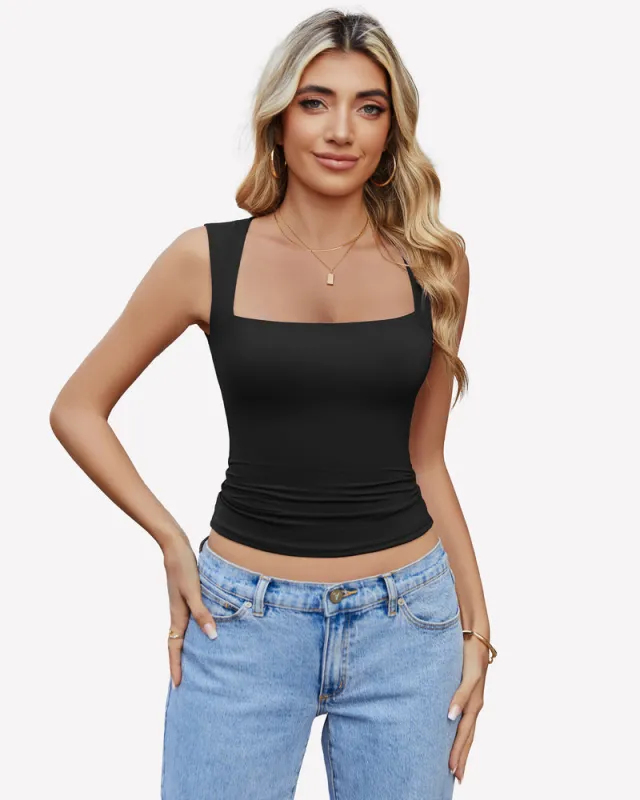 Square Neck Tank Top Basic Crop Tops sold by Avid Love