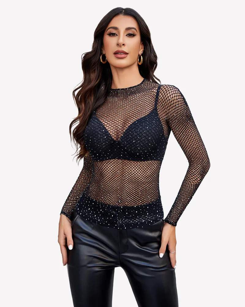 Fishnet Mesh Long Sleeve Tops sold by Avid Love product image thumbnail 4