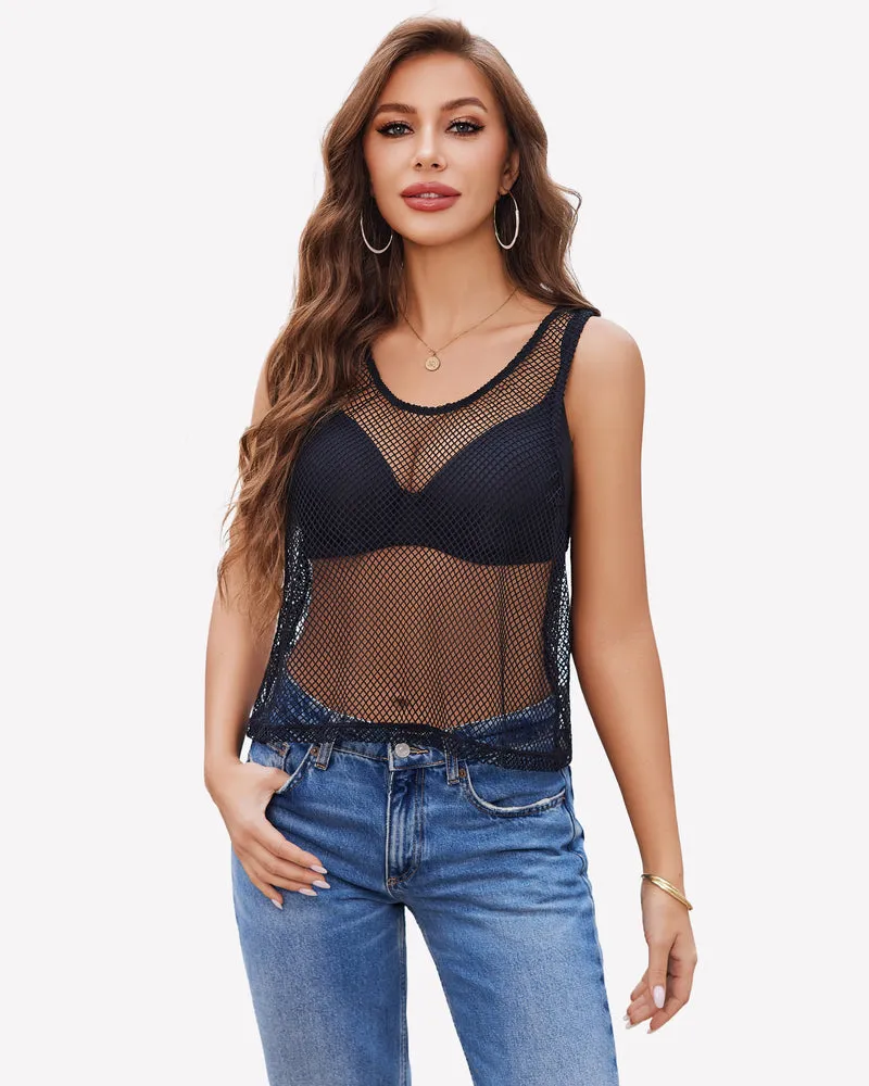Fishnet Top Sleeveless Fishnet Blouses Shirt sold by Avid Love product image thumbnail 4