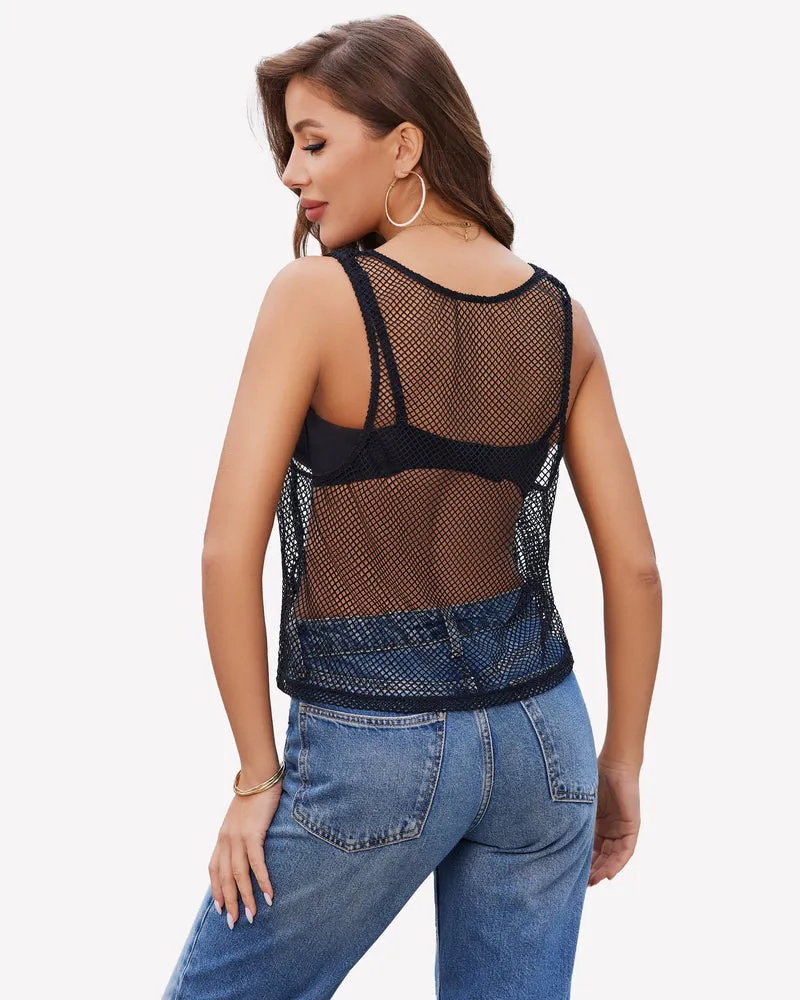 Fishnet Top Sleeveless Fishnet Blouses Shirt sold by Avid Love product image thumbnail 5
