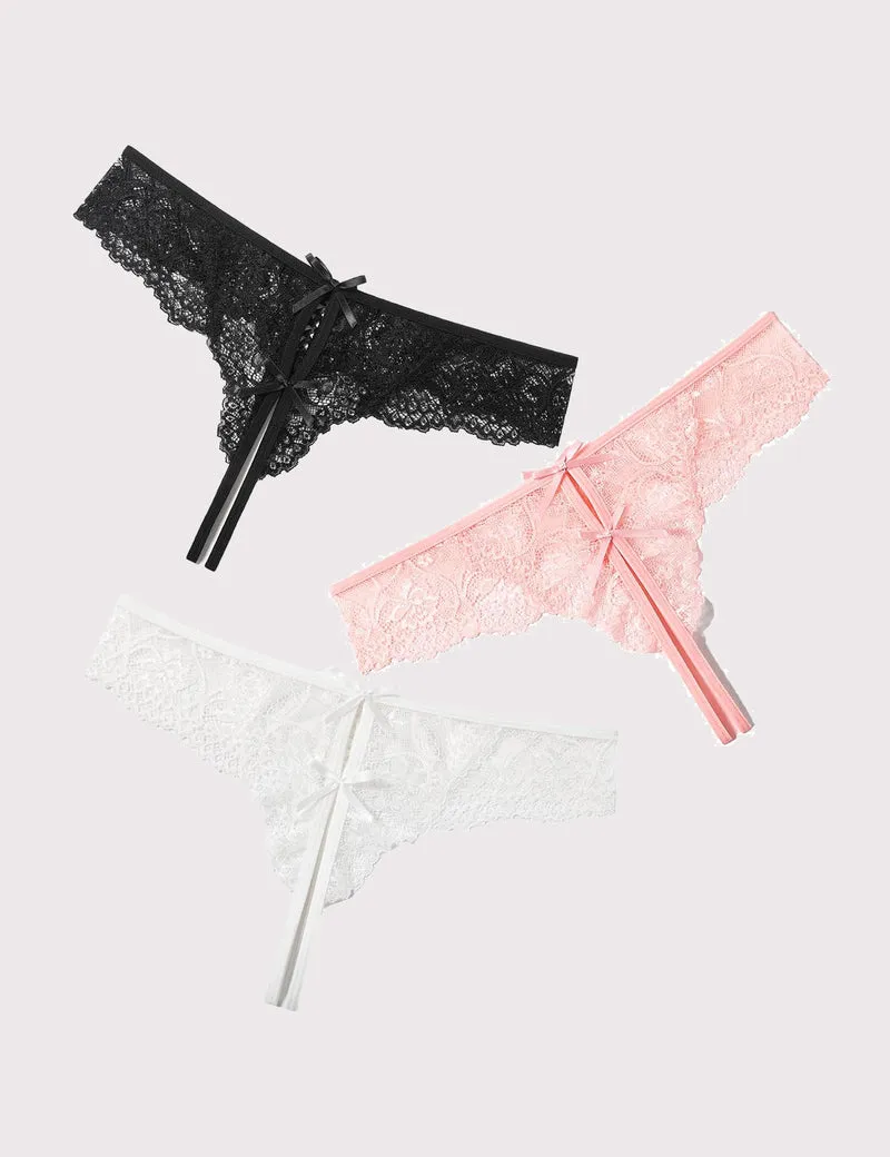 Lace Thongs Panties with Cute Bow sold by Avid Love product image thumbnail 2