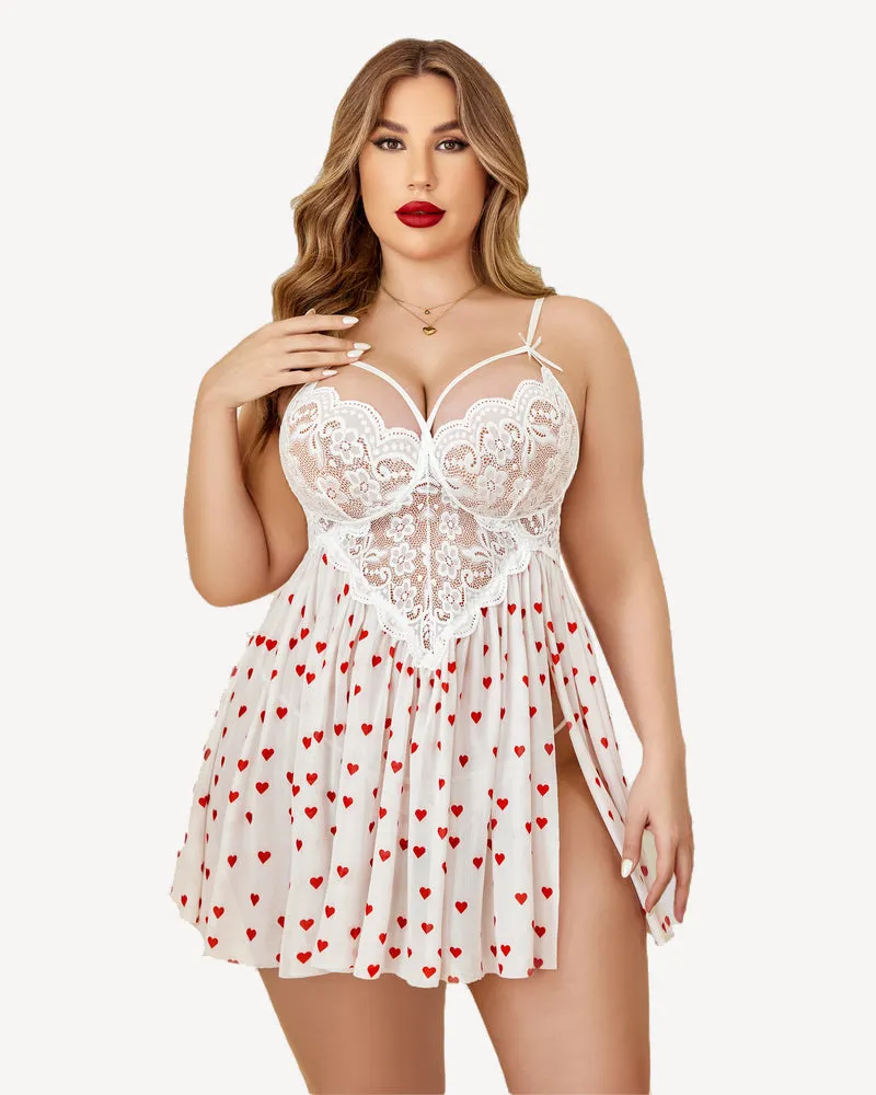 Plus Size Heart Side Slit Nightdress sold by Avid Love product image thumbnail 5