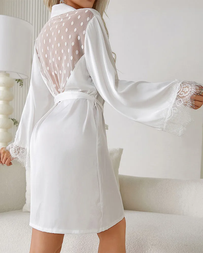 Sheer Heart Lace Backless Robe With Belt sold by Avid Love product image thumbnail 5