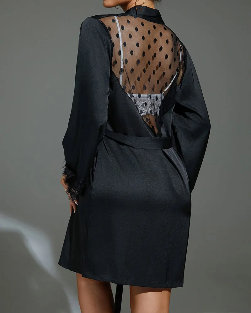 Sheer Heart Lace Backless Robe With Belt sold by Avid Love